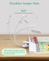 EDISHINE USB Tölthető Olvasólámpa Csipesszel - 3 Színmódú LED Könyvlámpa, Folyamatosan Szabályozható, Szembarát Fény Ágyhoz, Autóhoz 4