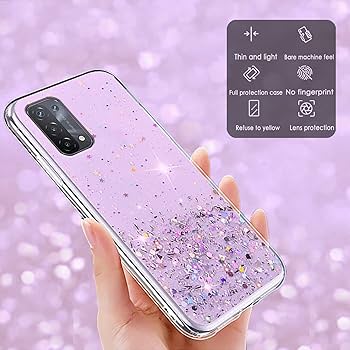 (らくま)OPPO A54 5G パープル　保護フィルム、ケースセット OPPO A54 5G ケース かわいい エレガント レディース 映え 半