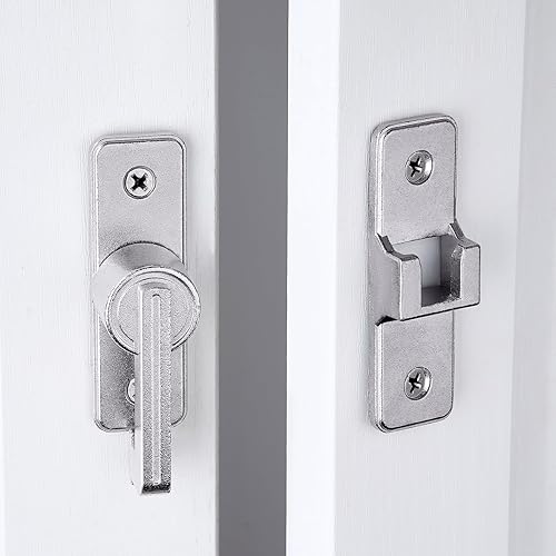 Miniatura 5 de Paquete de 2 pestillos para puerta de granero, cerraduras pesadas para puerta corrediza de granero, cerradura de puerta corredera de seguridad para