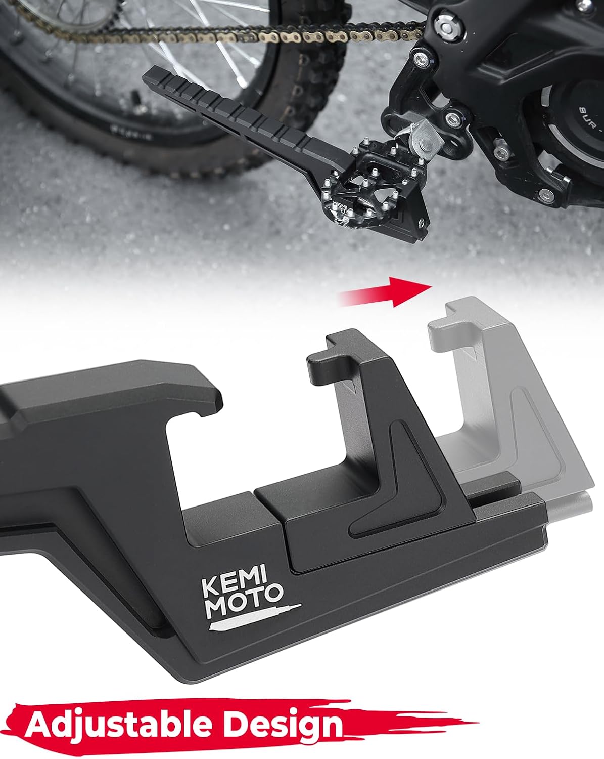 KEMIMOTO Universal Passenger Footpegs Compatible With Enduros and Surron Segway X160 X260 Motorcycle Dirt Bike Footpegs Dirt Bike Passenger Pedals, Black