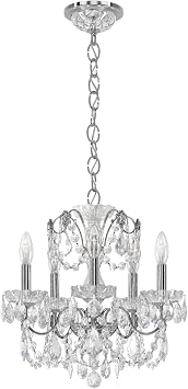 Century 5 Light 17in x 17in Chandelier in Silver with Clear Heritage Machine Cut Crystal