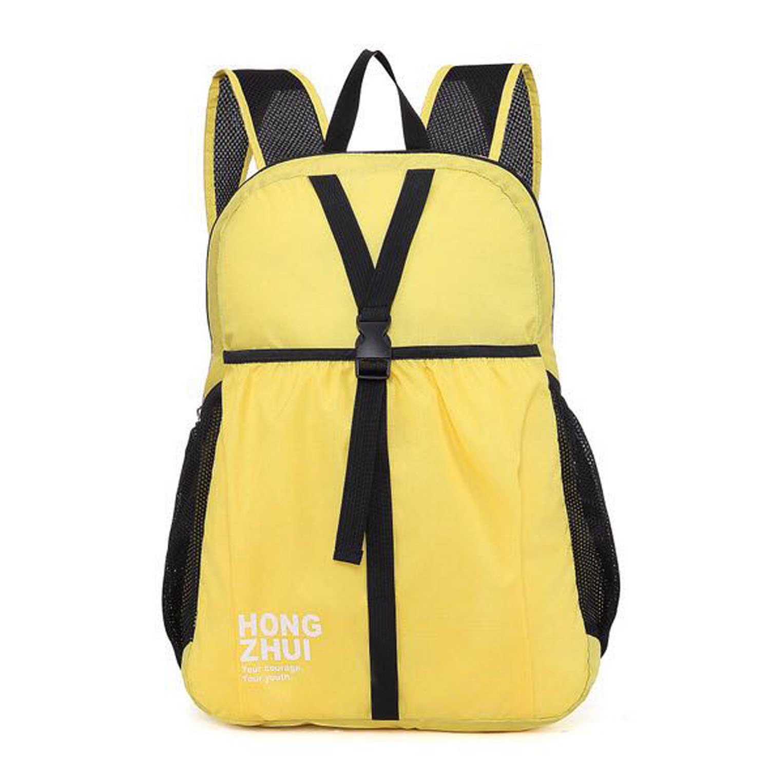 yellow travel backpack