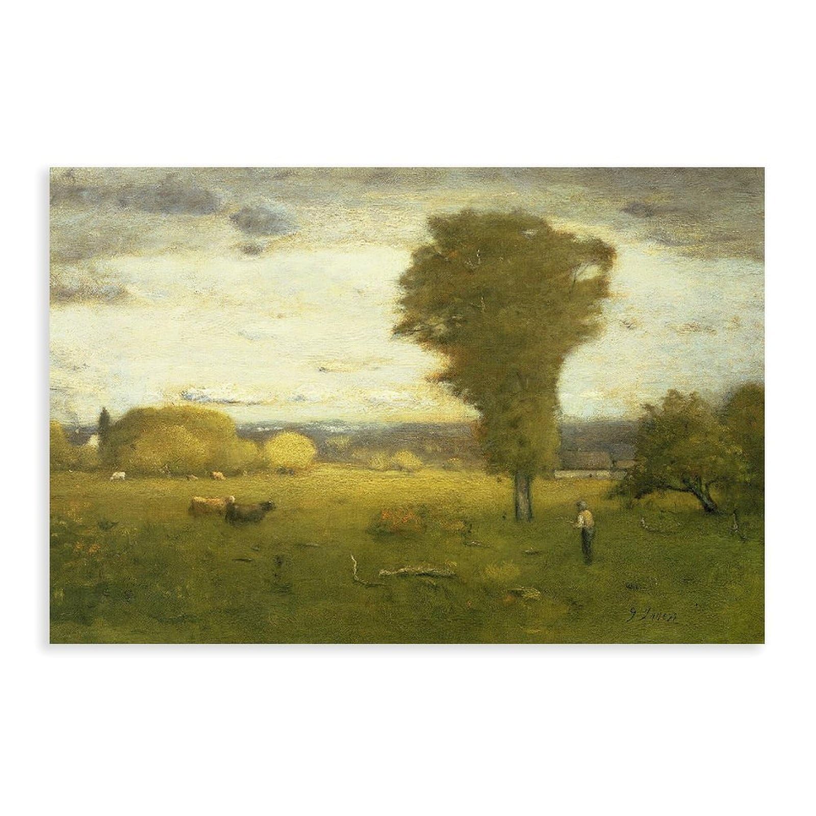 DFJyjFGJJ George Snr,Inness,Sunlit Pasture Canvas Poster Bedroom Sports Landscape Office Room Decor Gift 20" L X 30" W