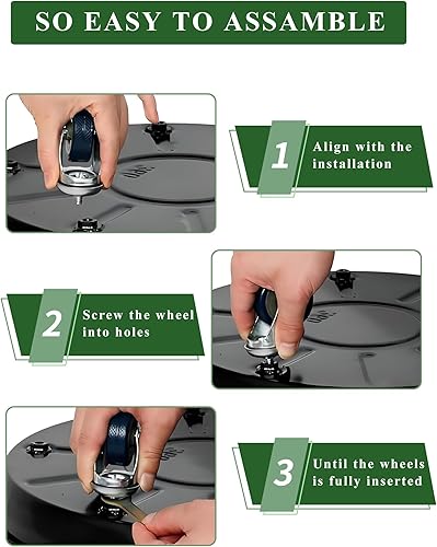 Miniatura 5 de Organizador de macetas redondo de metal resistente para plantas, paquete de 3 unidades mixtas de 12, 14 y 16 pulgadas, soporte rodante para plantas