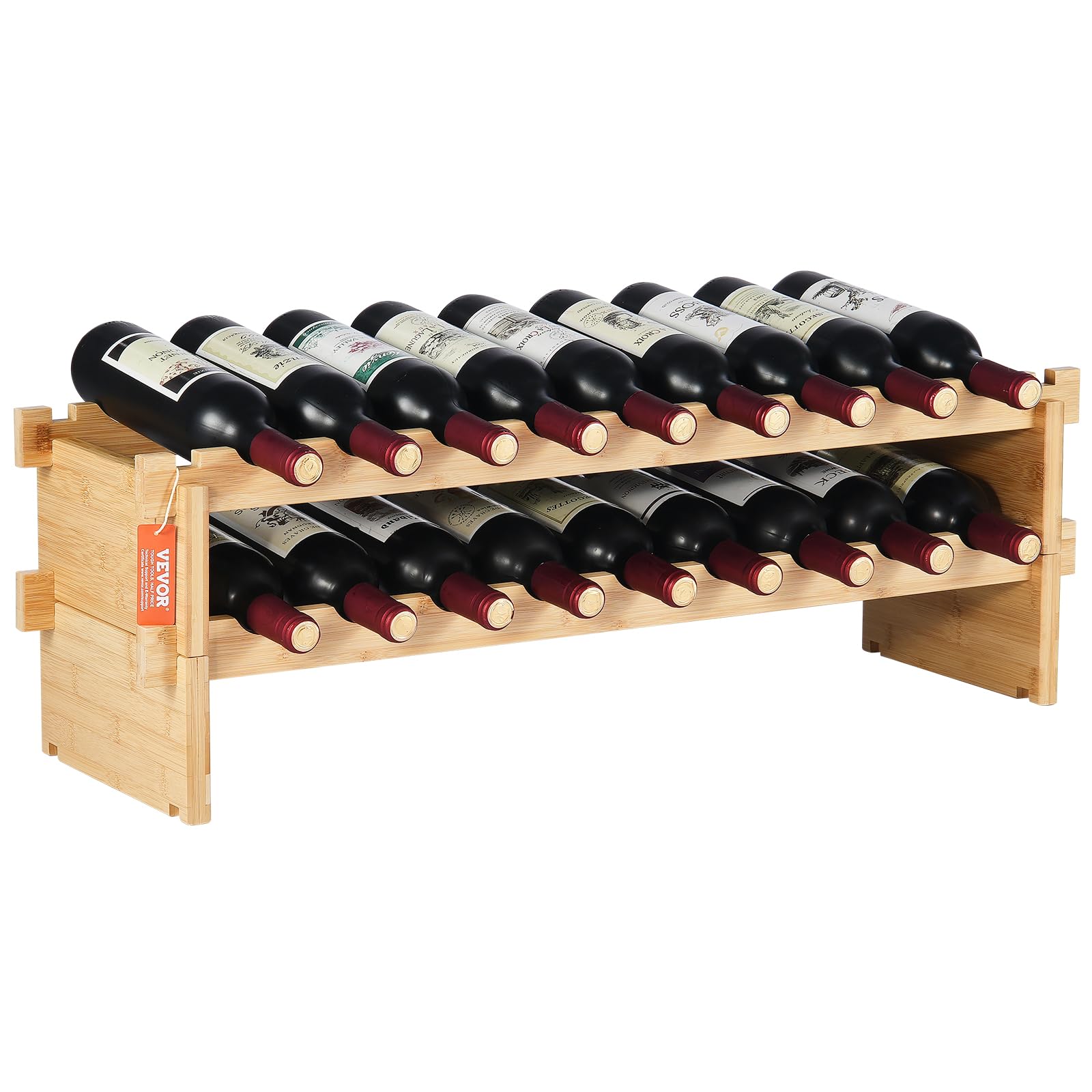 Vevor18 Bottle Stackable Modular Wine Rack Tier Solid Bamboo