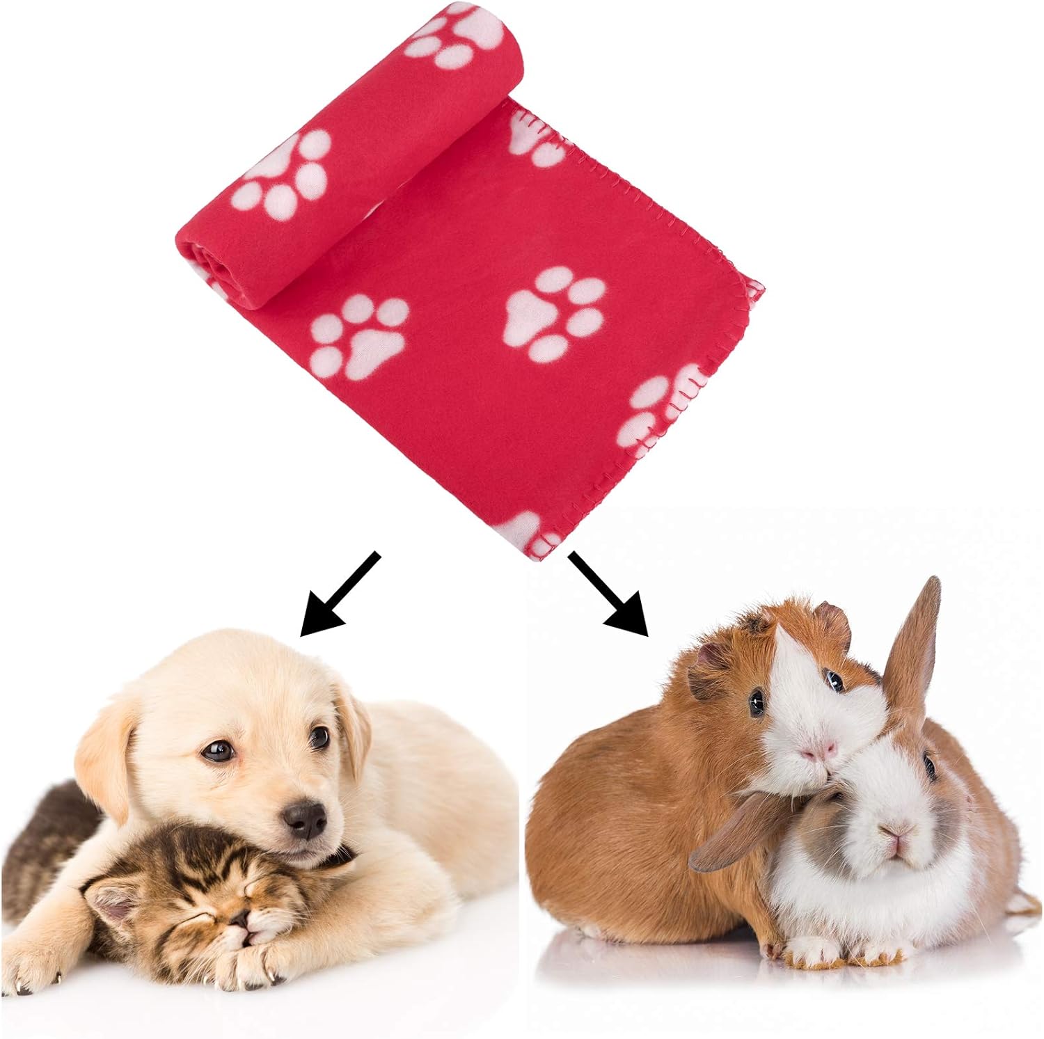 Aodaer 1 Piece Pet Blankets Dog Cat Bunny Small Animals Blanket Comfortable Warm Sleep Mat with Paw Print for Beds, Floors, Cars, Red, 70 x 100cm: Kitchen & Dining