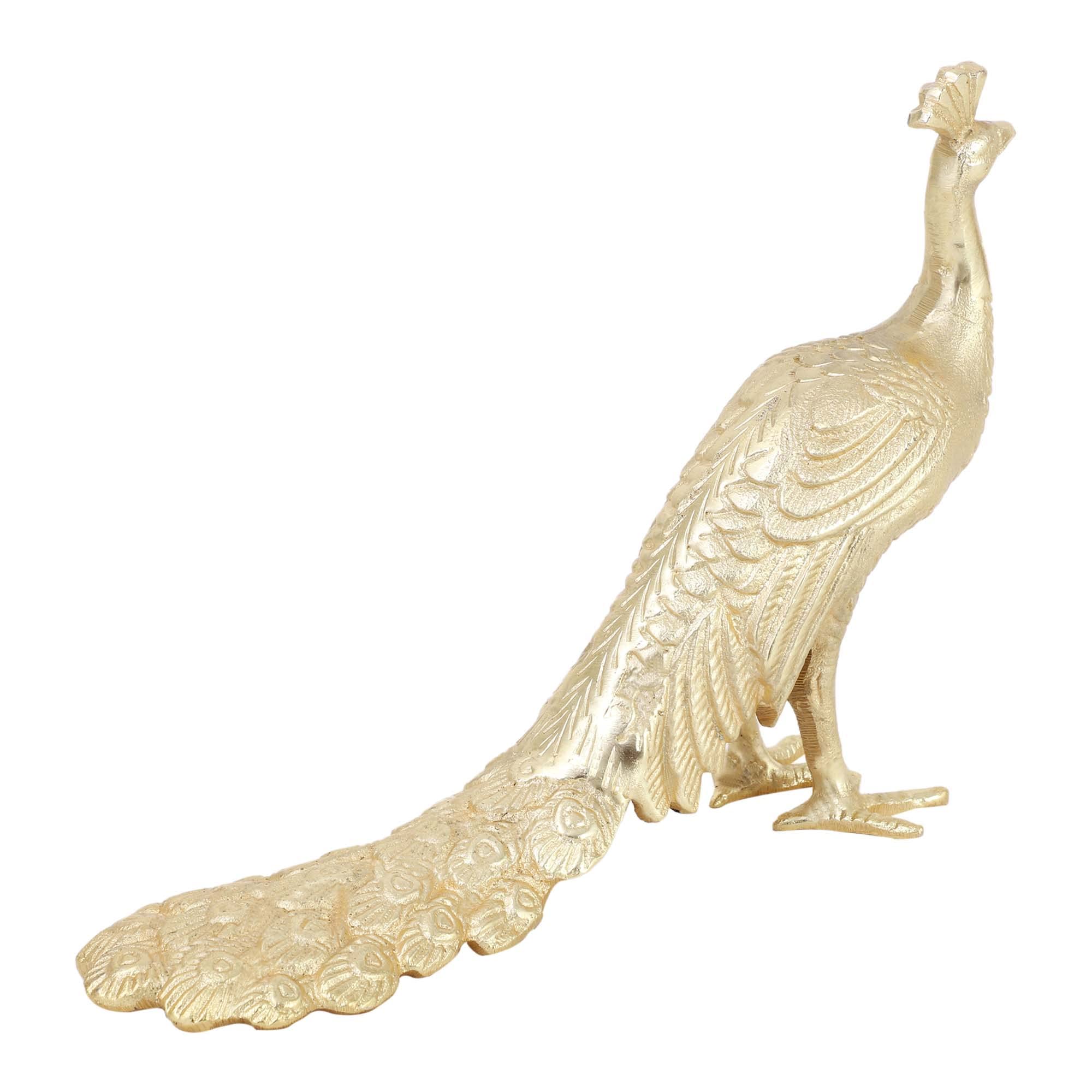 Estatuilla De Pavo Real De Metal, Usada Como Joyero Con Puerta Magnética Y Detalles Con Piedras - Nuevo