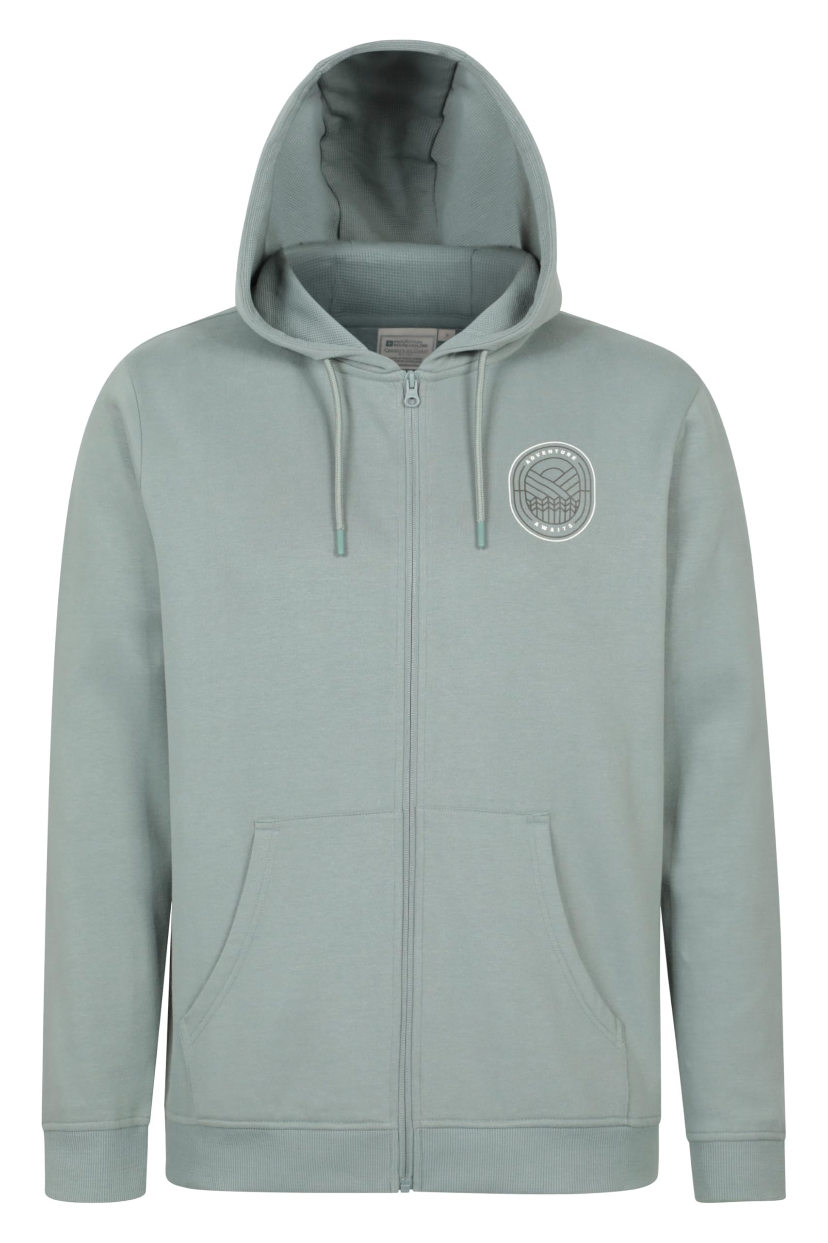 Mountain Warehouse Adventure Awaits Mens Graphic Full Zip Hoodie Pale Green XS