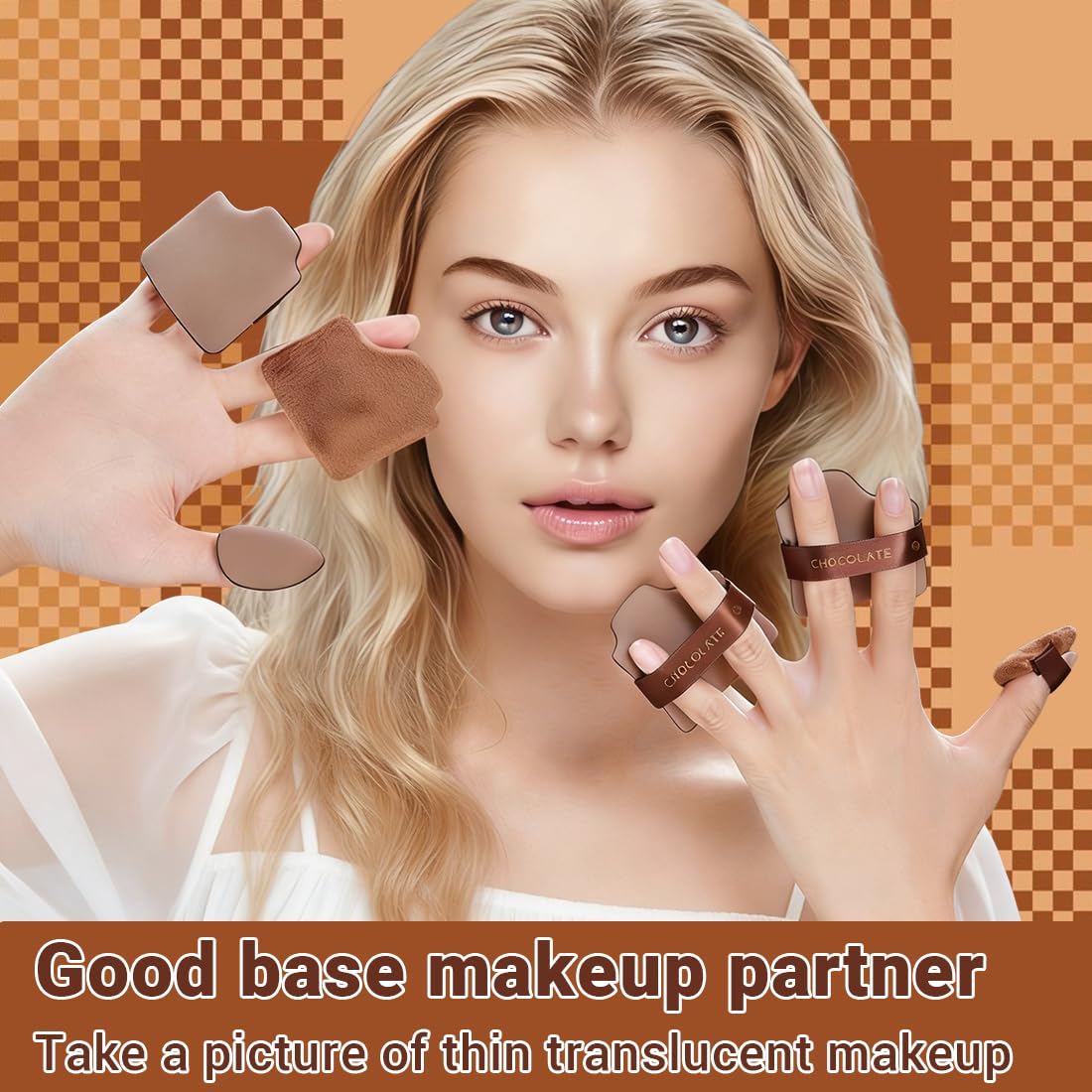 Piumini da Cipria, 6 pezzi, Chocolate powder puff, Wet and Dry Foundation Sponge Cushion Puffs, Tamponi per Cipria, Adatto per Cipria, Fondotinta, Blending, Concealer, per il Corpo Morbido