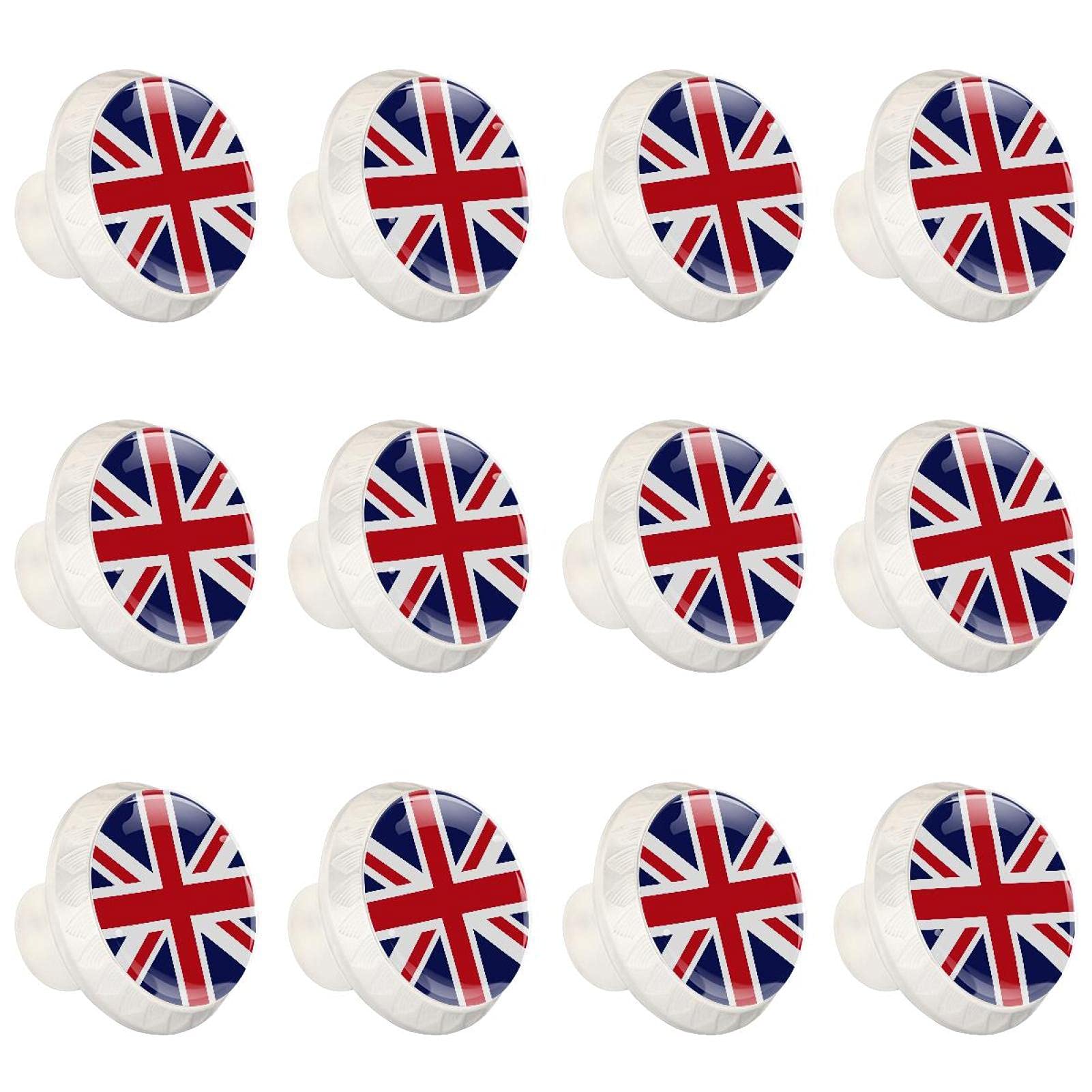 Boutons d'armoires de cuisine Union Jack en lot de 12 pour relooker vos tiroirs