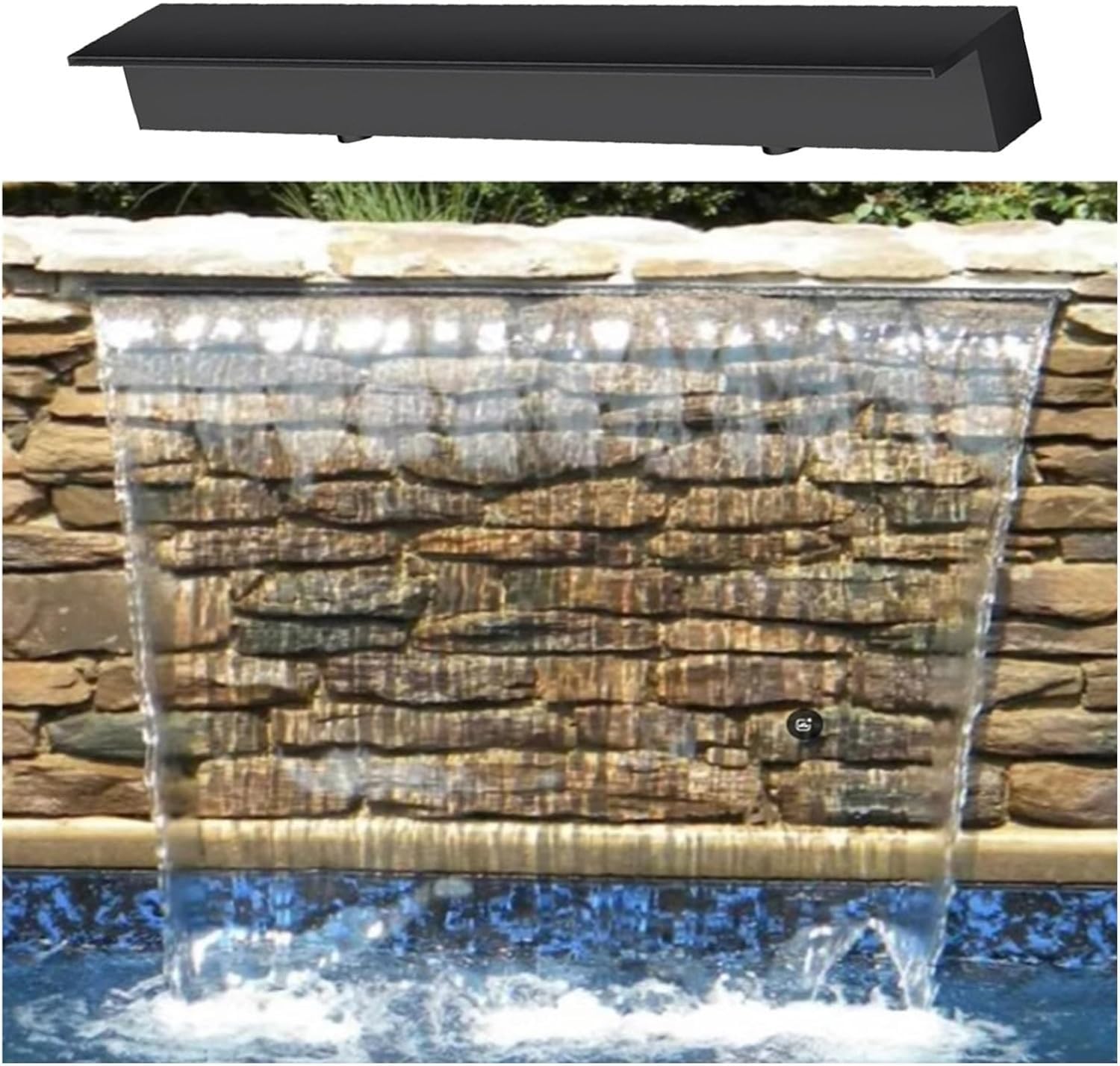 Déversoir de Cascade en Acier Inoxydable pour Bassin, Piscine ou Jardin extérieur – Caisson de Cascade de 200 cm (79 po) avec raccords – Idéal pour Les aménagements Aquatiques de Jardin.