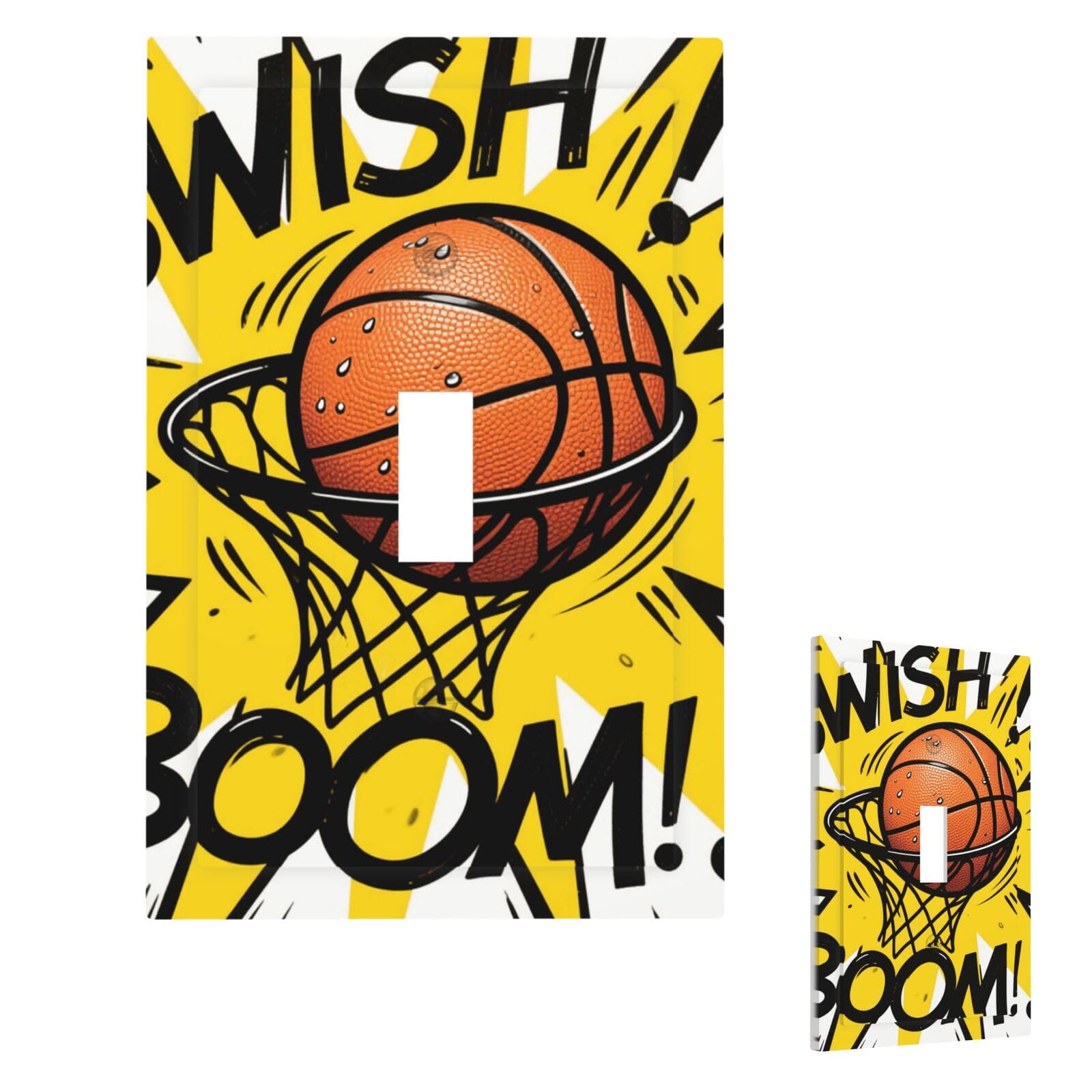Basketball Wall Plate Cover Modern Decorative 1 Gang Light Switch Cover Unbreakable Receptacle Outlet Covers For Living Room Bedroom Home Decor Single Toggle