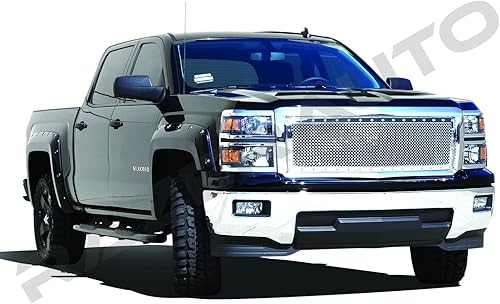 Miniatura 6 de Rejilla de malla con remache cromado, rejilla de repuesto completa de fábrica para Chevy Silverado 1500 2014-2015