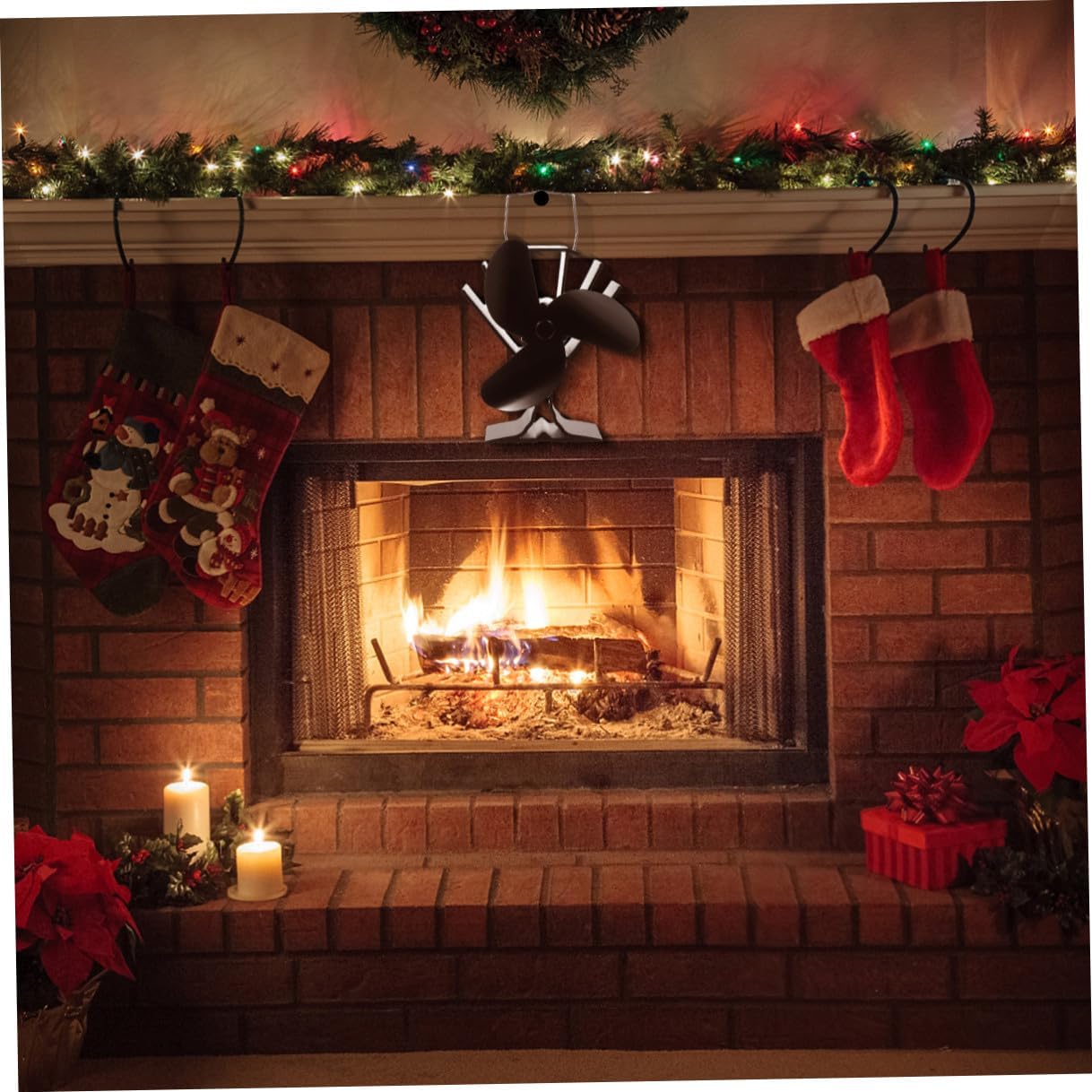 ERINGOGO Heat Powered Stove Fan 4 Vane Thermal Power Fan for Home Heating Supplies