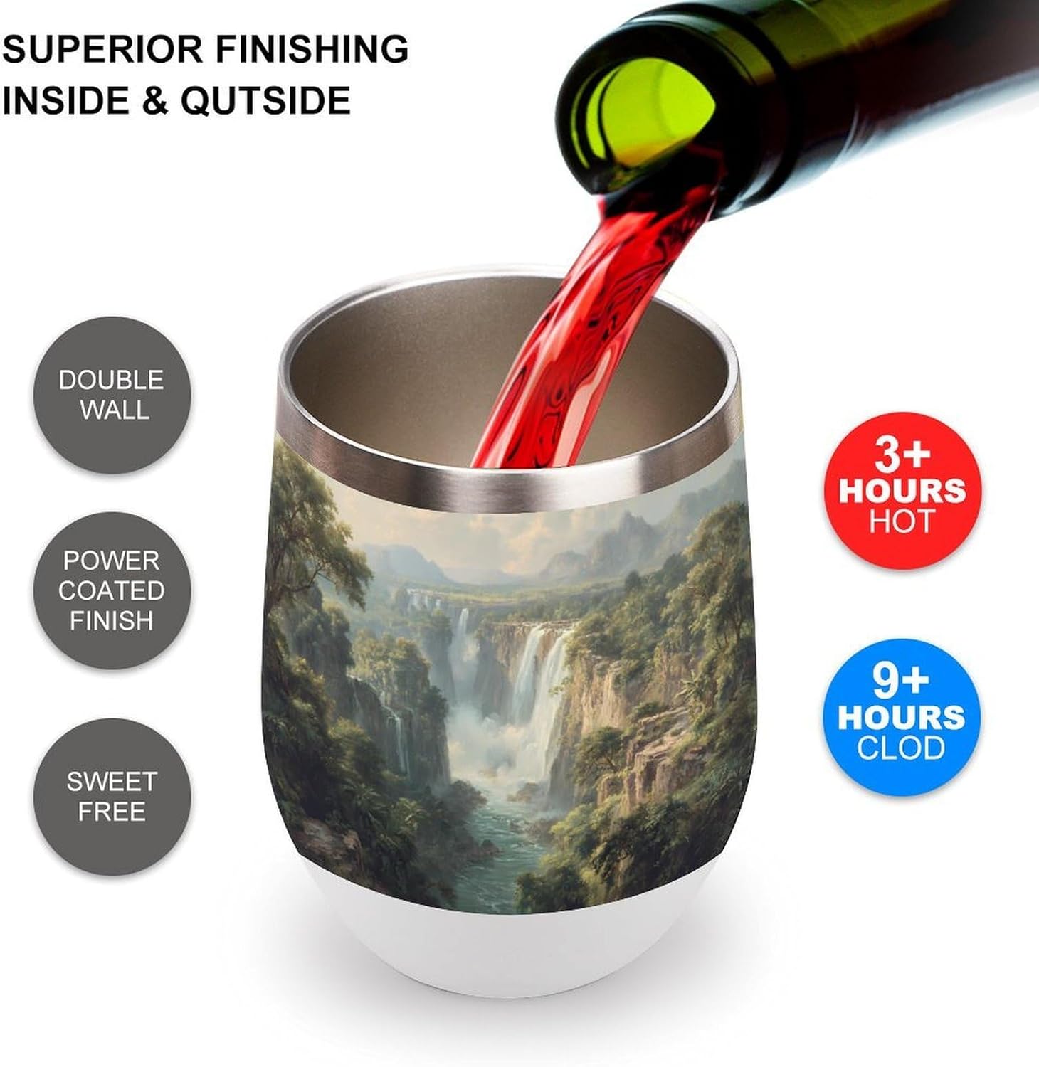 Victoria Falls Stainless Steel Eggshell Cup Tumbler with Lid Insulated Coffee Cups for Travel
