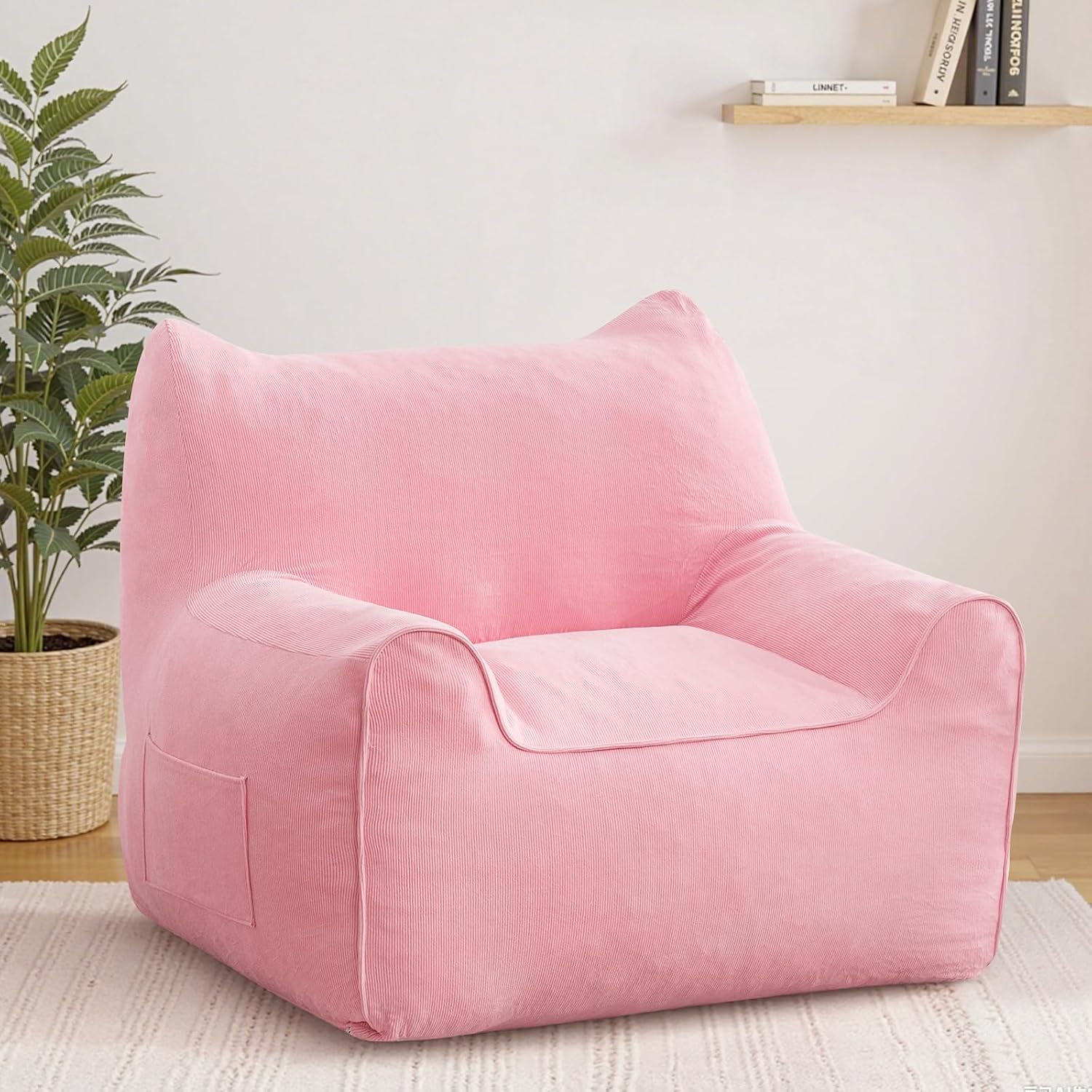 HOMMPA Bean Bag Chair for Adults with Armrests- Cat Shaped Large Comfy Beanbag Lazy Floor Sofa Chair for Living Room Bedroom Dorm Pink