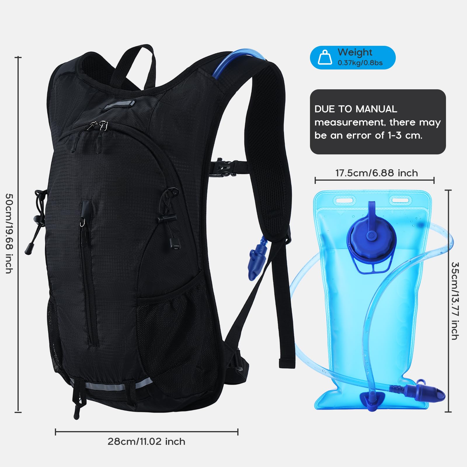 Hydration Backpack with 2L Water Bladder, Lightweight Water Backpack Breathable Hydration Pack for Women Men Cycling Running Camping Climbing — view 5