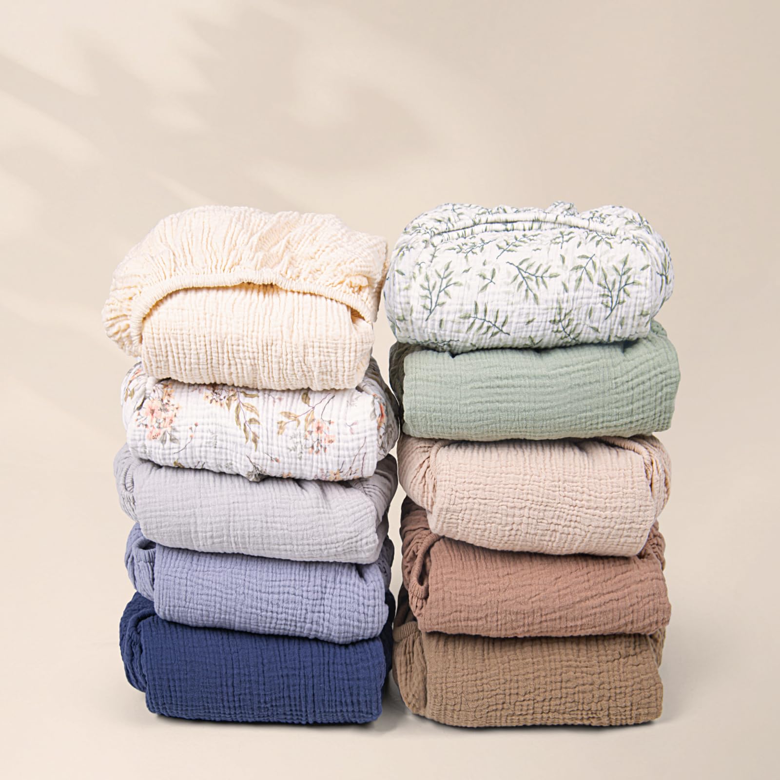 lulumoon, Lenzuola in mussola per culla, lenzuola con angoli elasticizzati in cotone per culla, neutre, per maschietti e femminucce, confezione da 2