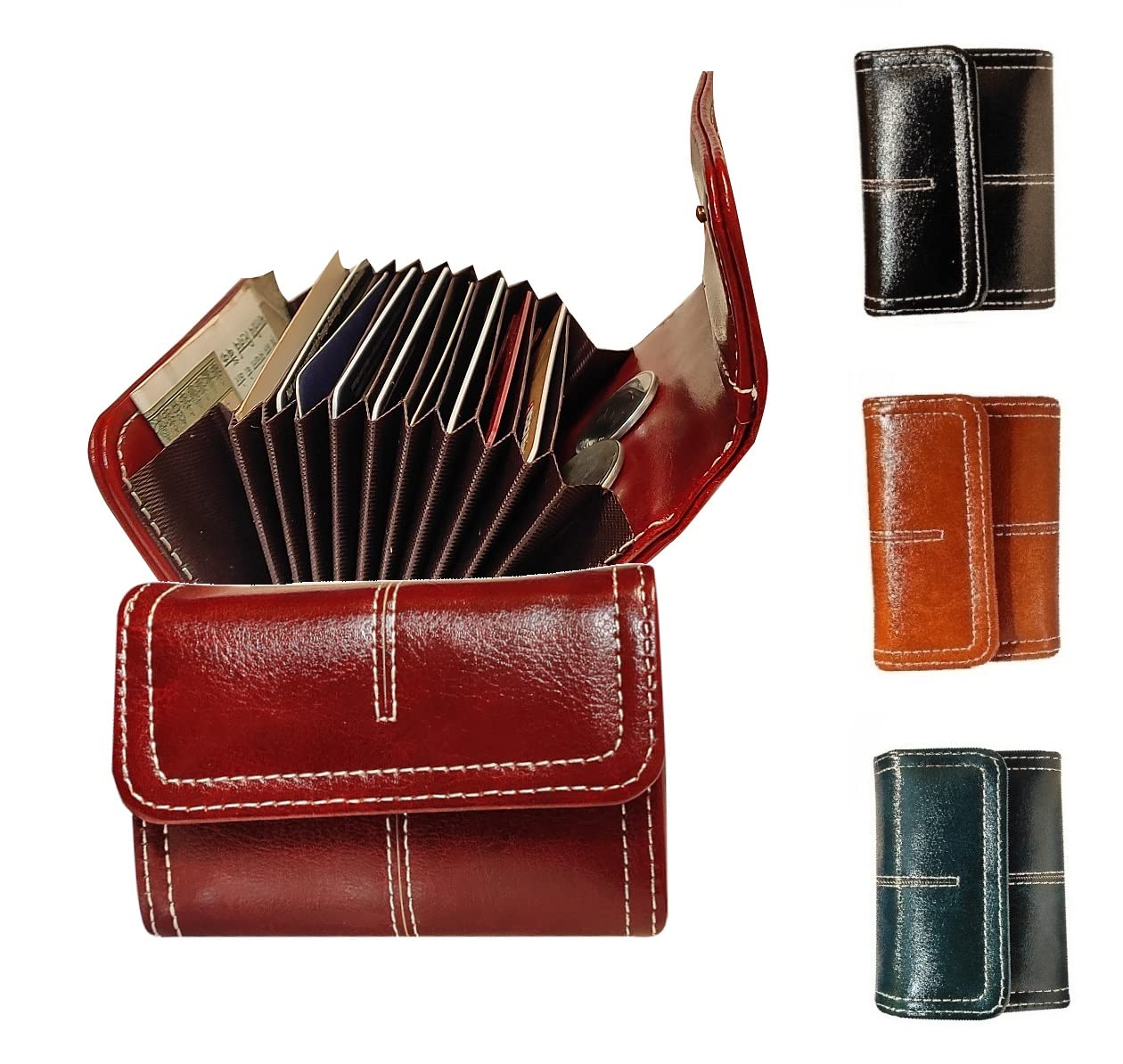 Small Mini ATM Credit Card Holder Wallet Purse for Women Girls Ladies (Red)-image-13