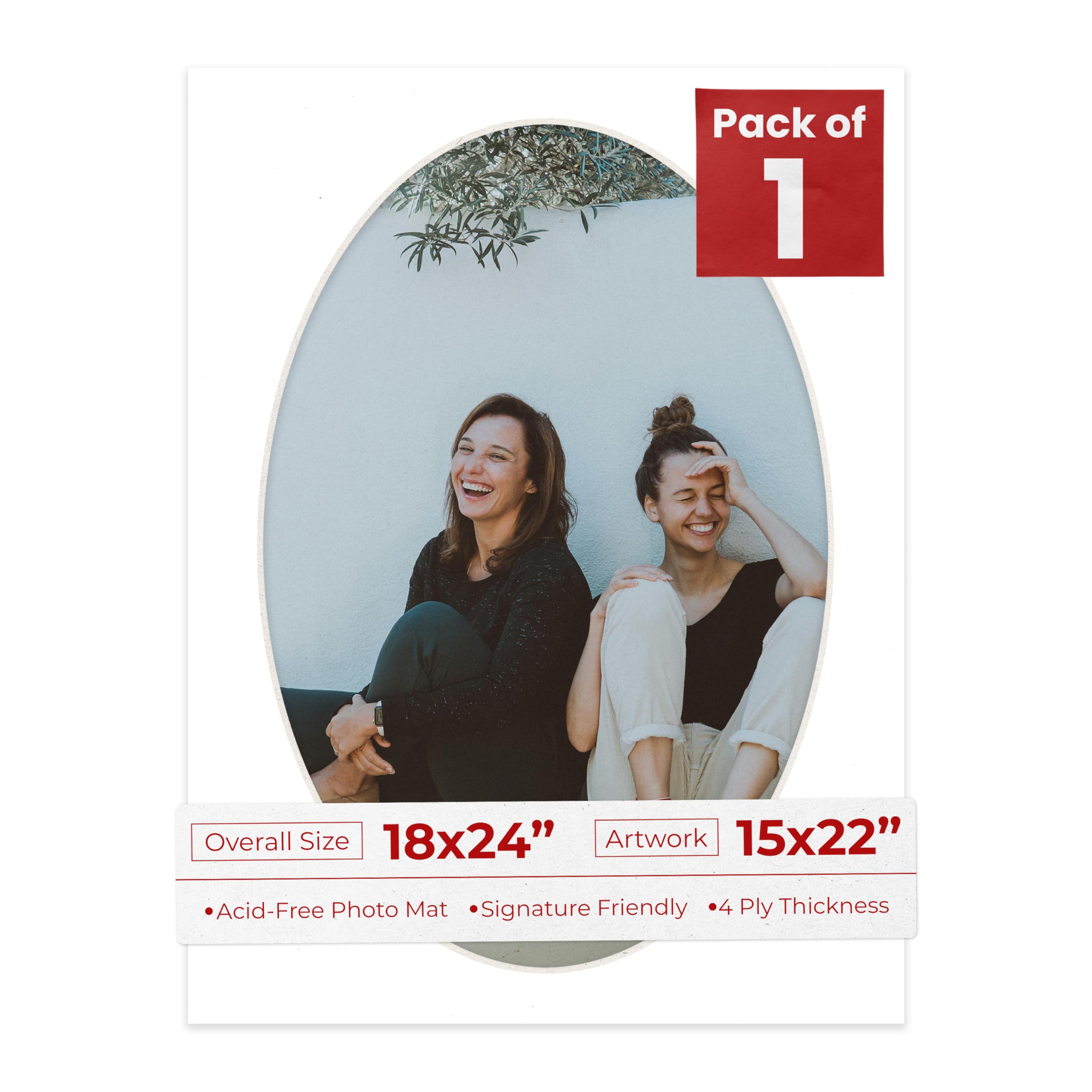 Poster Palooza 18x24 Mat Bevel Cut for 15x22 Photos - Precut White Oval Shaped Photo Mat Board Opening - Acid Free Matte to Protect Your Pictures - Bevel Cut for Family Photos, Pack of 1 Matboard-image-26