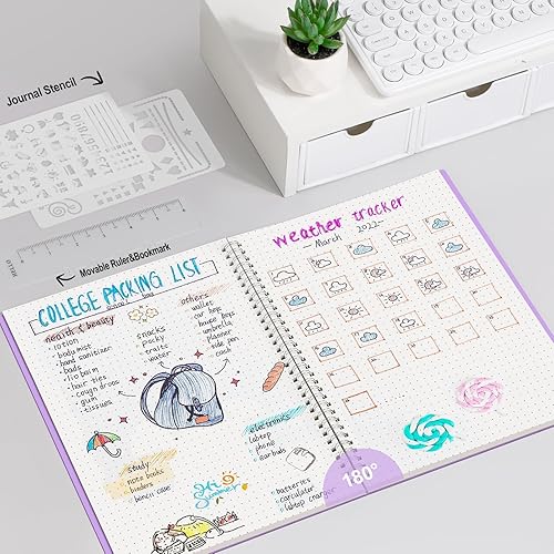 Vista 200 de AHGXG Diario de puntos y viñetas – Cuaderno de espiral de cuadrícula de puntos de 8.5 x 11 pulgadas, cuaderno de puntos grande A4, papel grueso