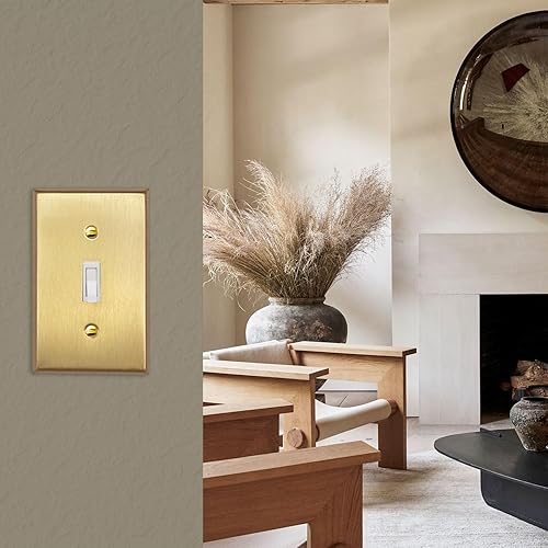 Miniatura 2 de Rio Salto BRASS Signature Collection Metal Double Rocker Decora MIDSIZE Gold Double Light Switch Wall Plate Outlet Cover Wall Plate Receptacle