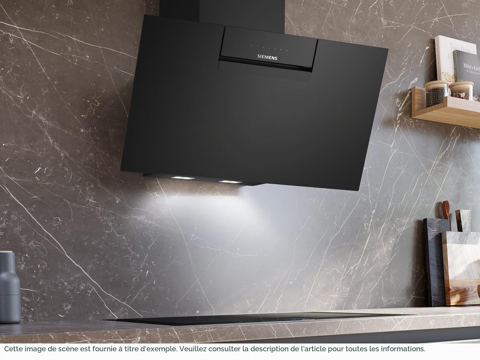 Brandt LC87KFN60 Hotte de Cuisine Noir Inox Montage l'île 3 Vitesesses 768 m³/h 56 dB Mesh Filtre LED