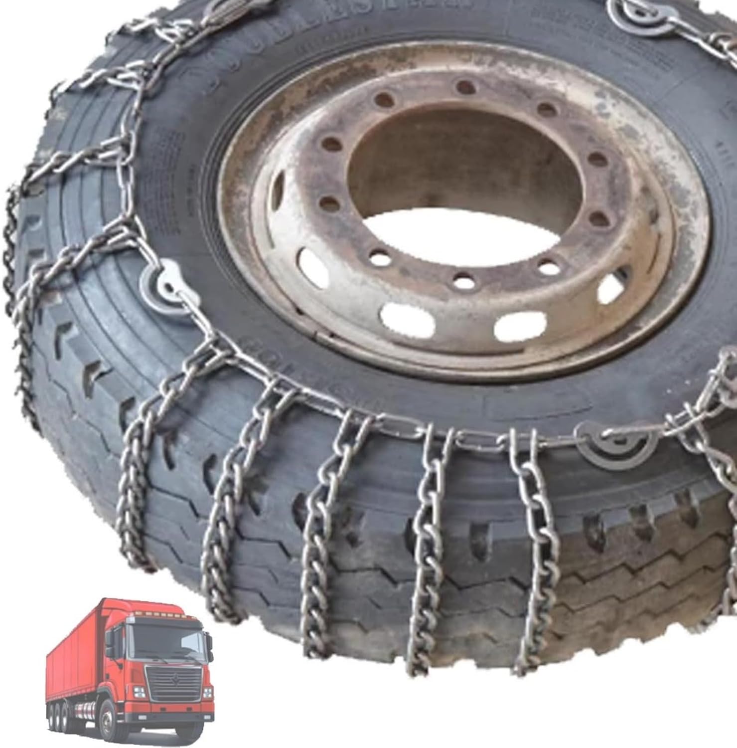 2pcs 9mm Heavy Duty Snow Tire Chains for Suv Pickup Trucks and AVT Traction Chains Manganese Skid Design for Snow and Mud Reliable Grip 205/75R17.5 2pcs 8.25-16