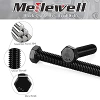 Vista 3 de Pernos de cabeza hexagonal de 1/2-13 x 5, rosca completa, perno de acero inoxidable 304(18-8), acabado negro, cantidad 2