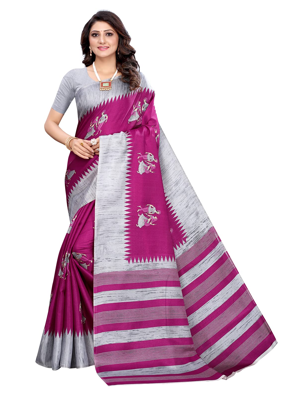 SIRILWomen's Khadi Silk Printed Saree with Blouse