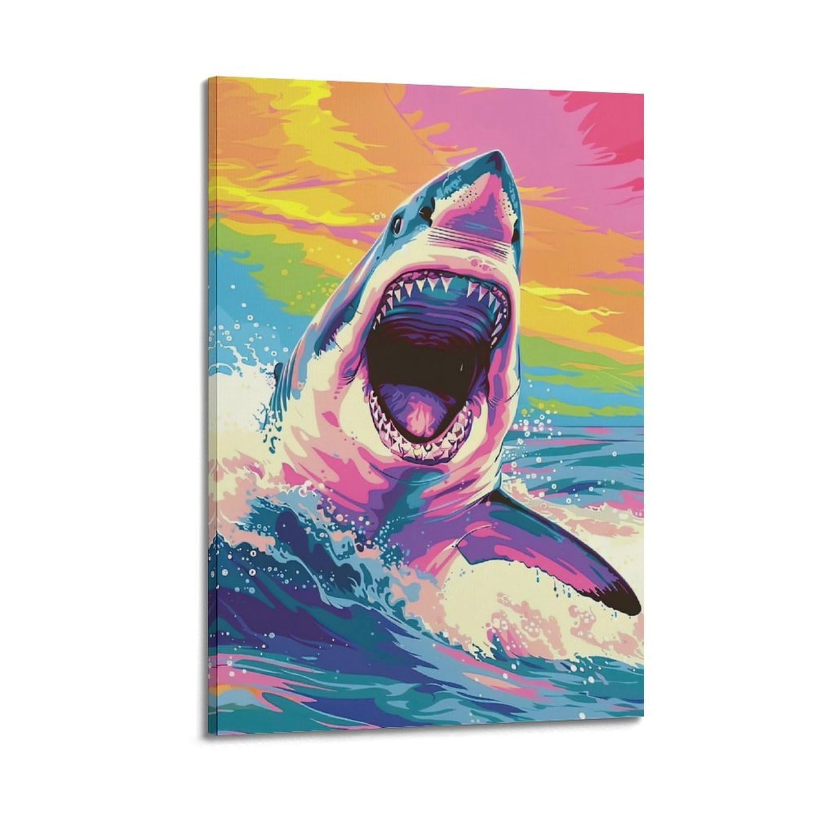 HUIYHB Animal Poster The Shark That Broke The Surface Poster Decorative Painting Canvas Wall Posters And Art Picture Print Modern Family Bedroom Decor Posters 20x30inch(50x75cm)