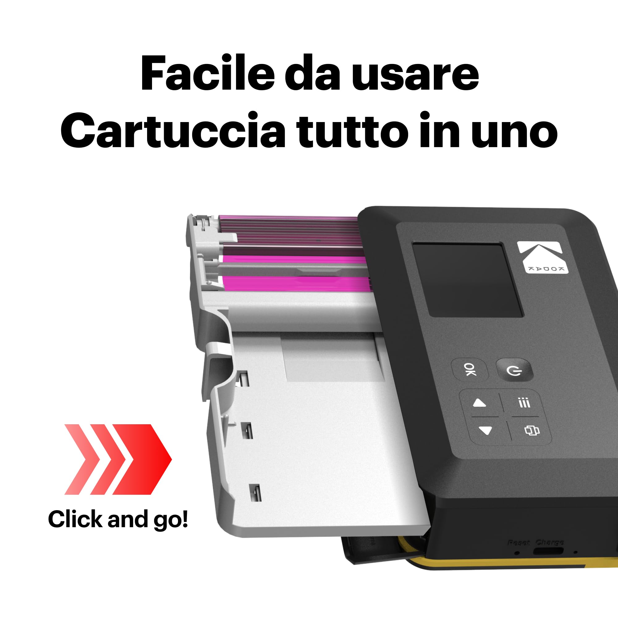 KODAK Mini Shot 2 Retro Regalo di Natale 4PASS 2-in-1 Fotocamera istantanea e stampante fotografica (5,3 x 8,6 cm) + 8 Fogli inclusi + confezione da 30 fogli, giallo