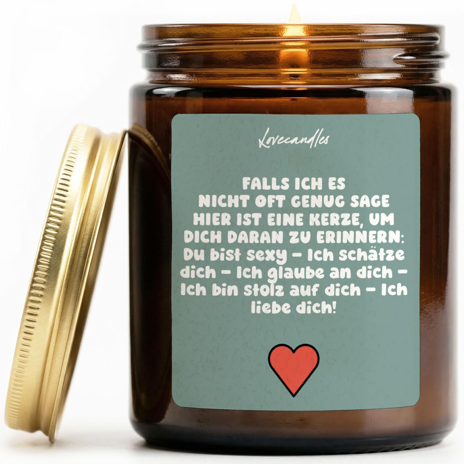 Falls ich es nicht oft genug sage: Du bist sexy, ich schätze dich, ..., ich liebe dich - Duftkerze mit Spruch als Geschenk für Liebe, Freundschaft, Freundin/Freund, Vanille Duftkerzen im Glas - Image 1
