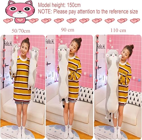 Miniatura 5 de Bonita almohada corporal, 35.4 pulgadas35.4 in, linda muñeca de gato de peluche, almohada de peluche suave, animales de peluche, almohada larga de