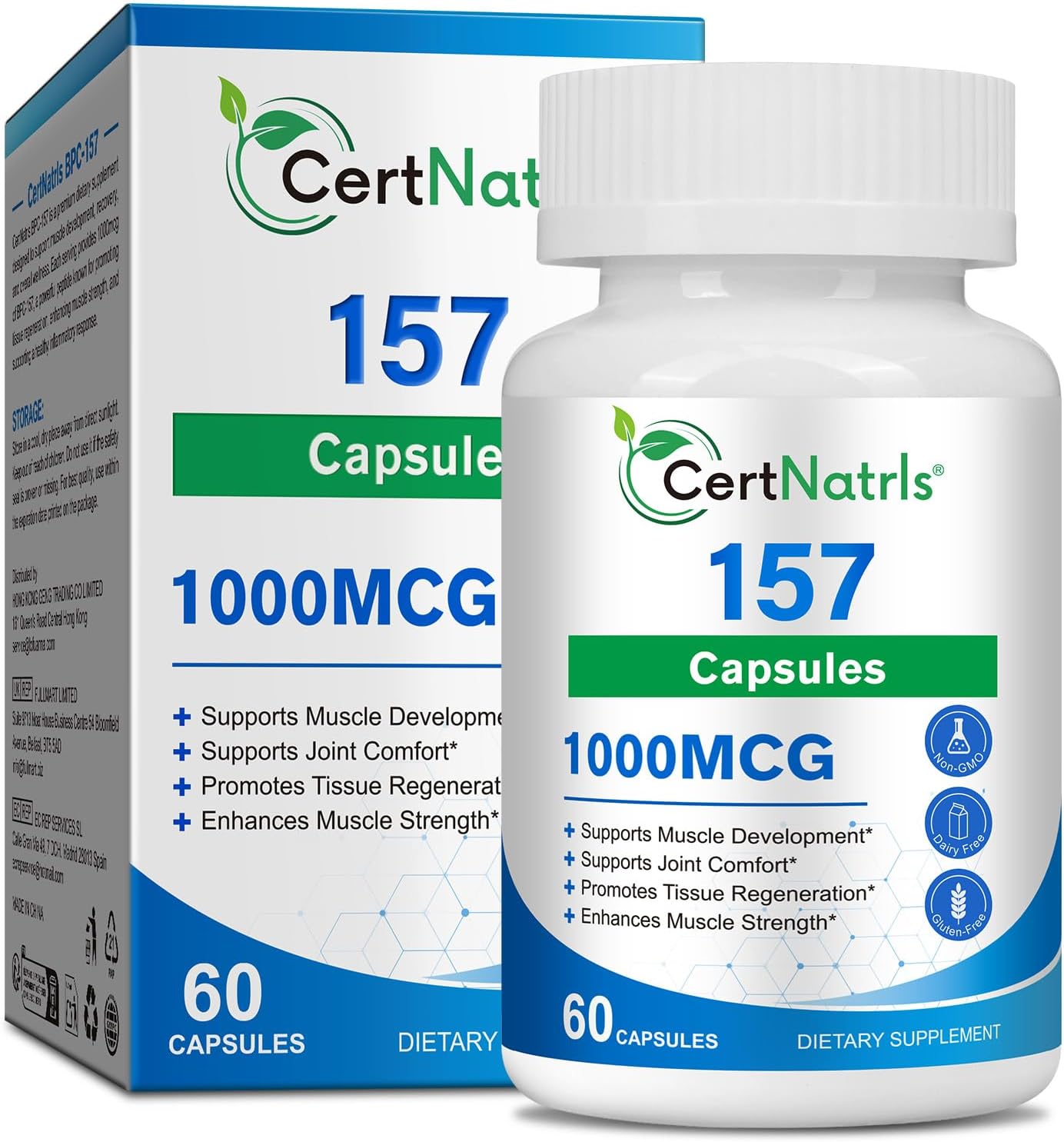 BPC 157 Capsules 1000mcg per Serving – Supplement for Men & Women, Muscle & Gut Health, Rapid Recovery, Strength and Wellness, Non-GMO & Gluten-Free – 60 Capsules (1)