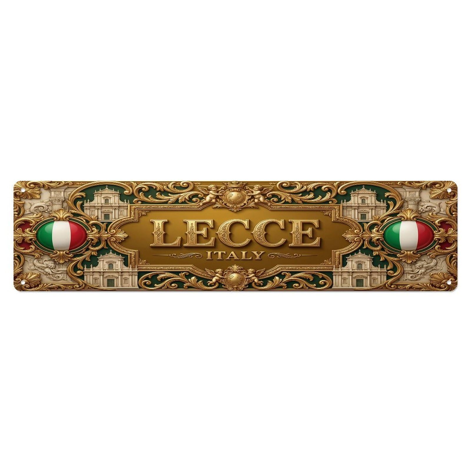 Vintage Lecce Italy Flag Pattern Metal Tin Sign