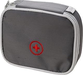 Reiseapotheke,Klein Medikamententasche,Tragbare Mini Notfalltasche,Grau mit Reißverschluss Tasche Reiseapotheke, Tasche Leer,First Aid Kit,für Reisen,Office,Home