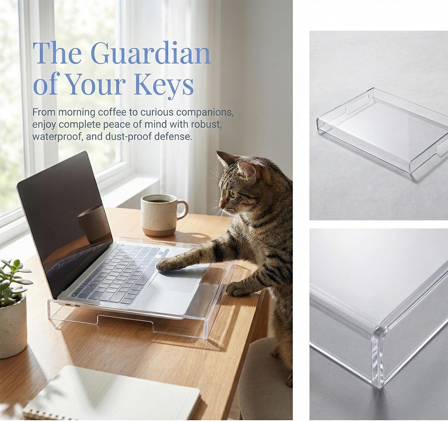 UKCOCO 15.6inch Laptop Keyboard Covers Acrylic Keyboard Cover Cat Laptop KeyboardProtector Transparent Protector for Desktop