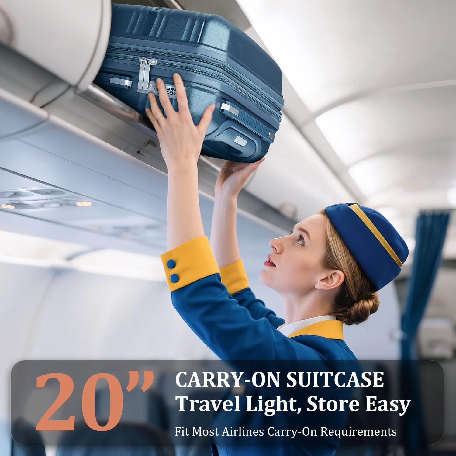 4 Piece Luggage Set PP Hardshell, Expandable Suitcase Set (20/24/28) with 14" Cosmetic Case, Lightweight Spinner Wheels with TSA Lock, Detachable Wheels for Nesting Storage (Peacock Blue) - Image 4