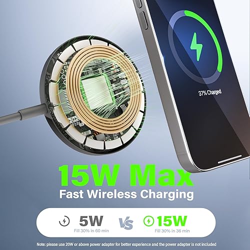 Miniatura 3 de Almohadilla de carga inalámbrica portátil magnética paquete de 3 paquetes de 15 W Fast Qi Magnetic para Apple Charger Dock Compatible con iPhone 16e
