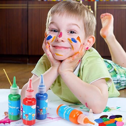 Miniatura 5 de Pintura para dedos, pintura de dedos para niños, pinturas de dedos no tóxicas para niños pequeños de 1 a 3 años, pinturas de dedos lavables para