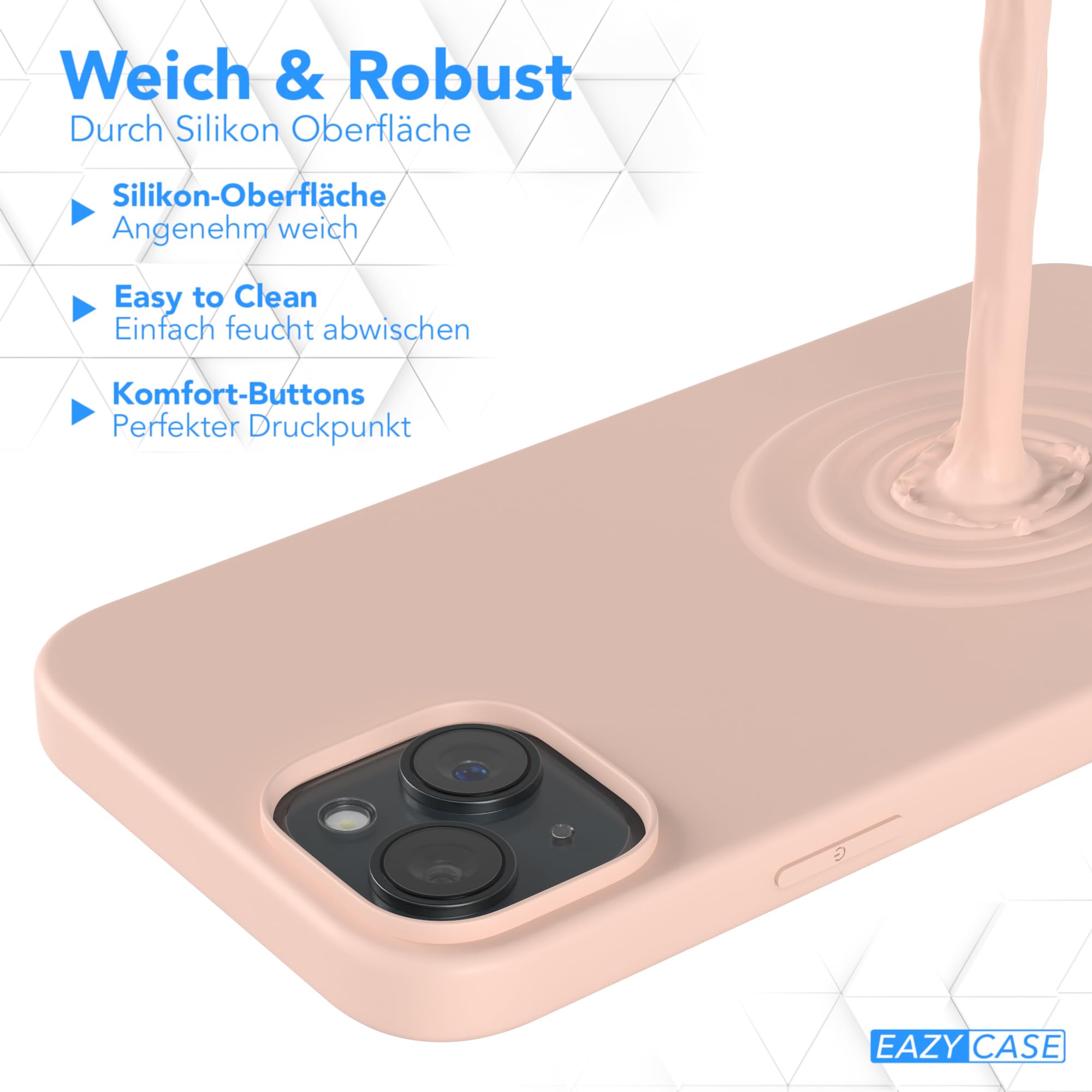 IAIYOXI Handyhülle Für IPhone 15 Plus | Rechteckig, Rosa, Mit Kameraschutz & Stoßdämpfenden Ecken | TPU/Silikon, Klar