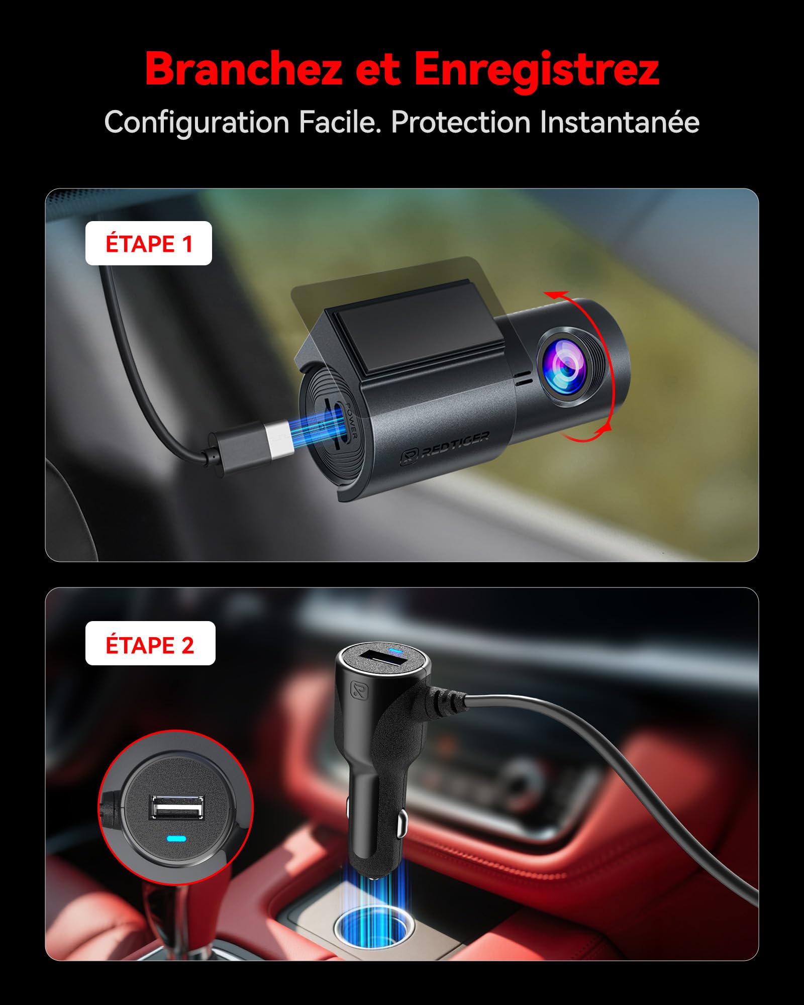 REDTIGER 4K Dashcam Voiture Avant, WiF avec App, Vision Nocturne