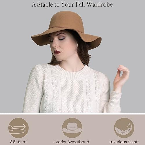 Miniatura 7 de San Diego Hat Company Floppy para mujer con corona redonda y banda de ante sintético