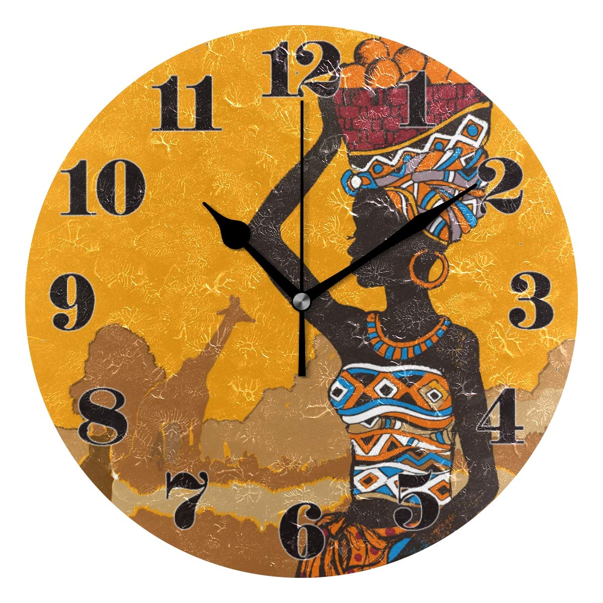 Orologio Da Parete Rotondo 24 Cm Con Motivo Giraffa - Mnsruu - Silenzioso, Non Ticchettante, In Acrilico, Per Soggiorno E Camera Bambini