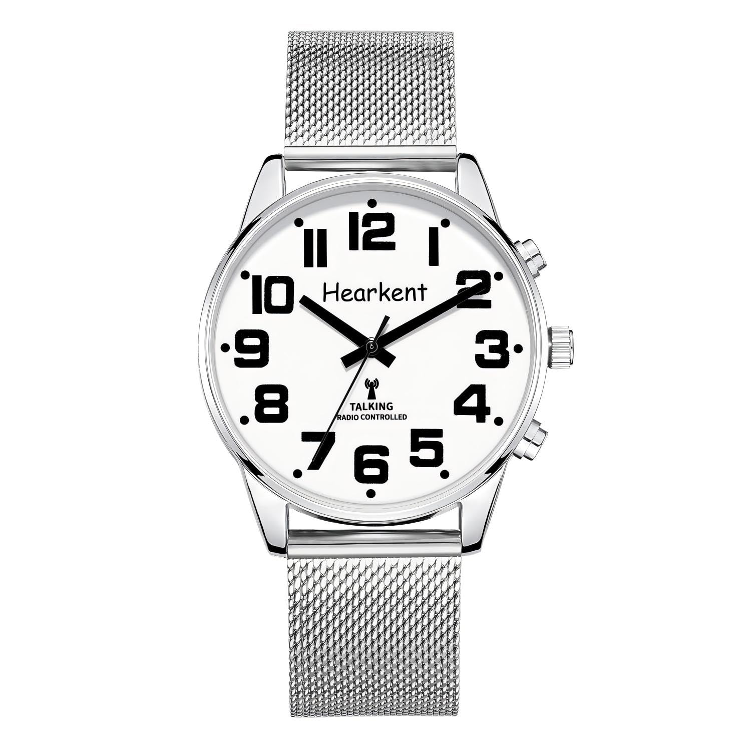 Hearkent Montre Parlante pour Malvoyant Homme, avec Voix Française | Grands Chiffres Clairs et lisibles, Voix Puissante, Durée l'étalonnage Automatique Réception Signal