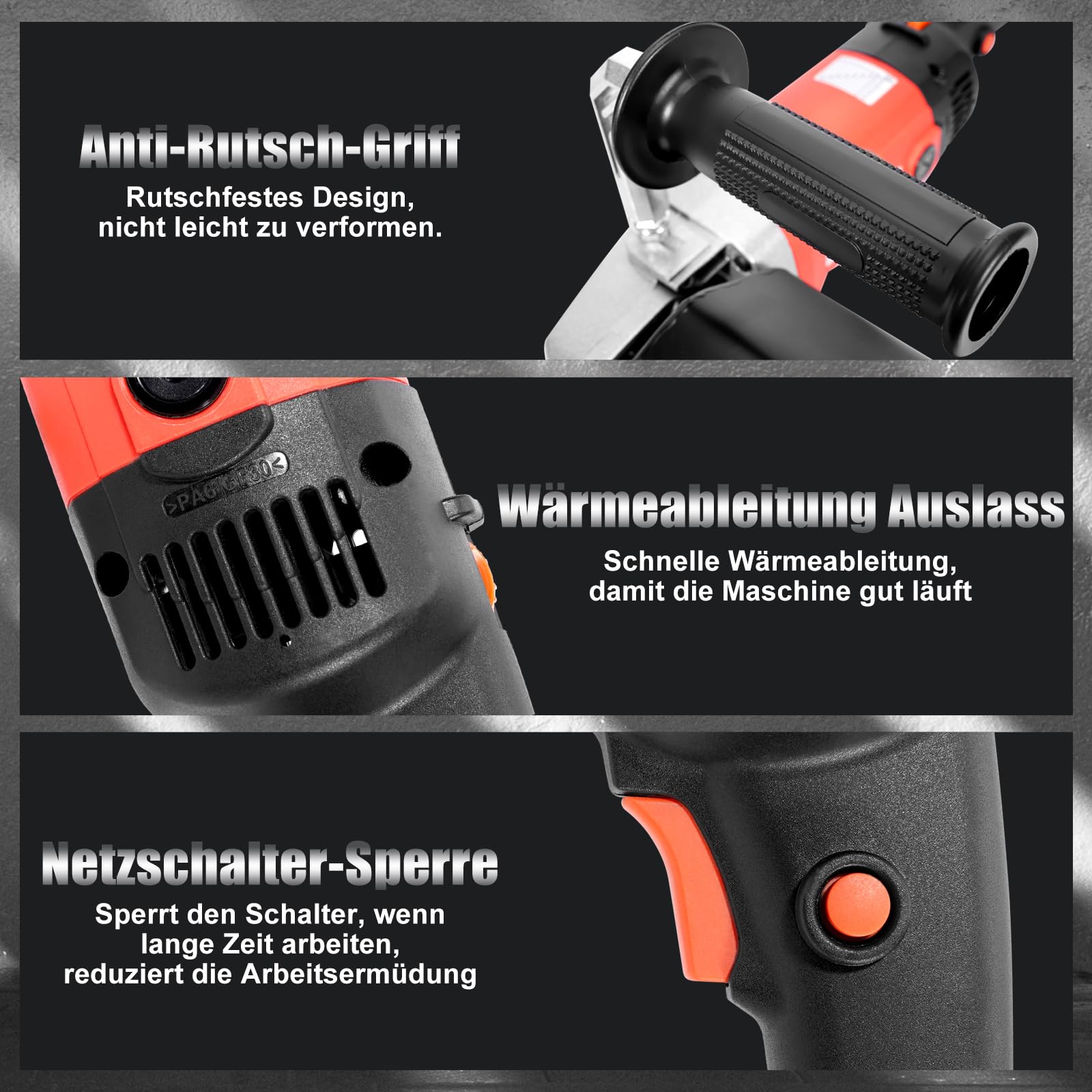 HYCHIKA 1400W Satiniermaschine, Bürstenschleifer zur Renovierung von Oberflächen, Holz Renovierungsschleifer 8 Gänge Variabler Drehzahlbereich 600-3600RPM, Metall Schleifmaschine Bürstmaschine