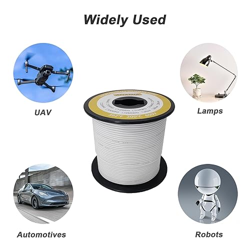 Vista 17 de ANAMIA Alambre de silicona de calibre 12 de 50 pies, color azul, flexible 12 AWG, cable de batería de cobre estañado trenzado, alta temperatura