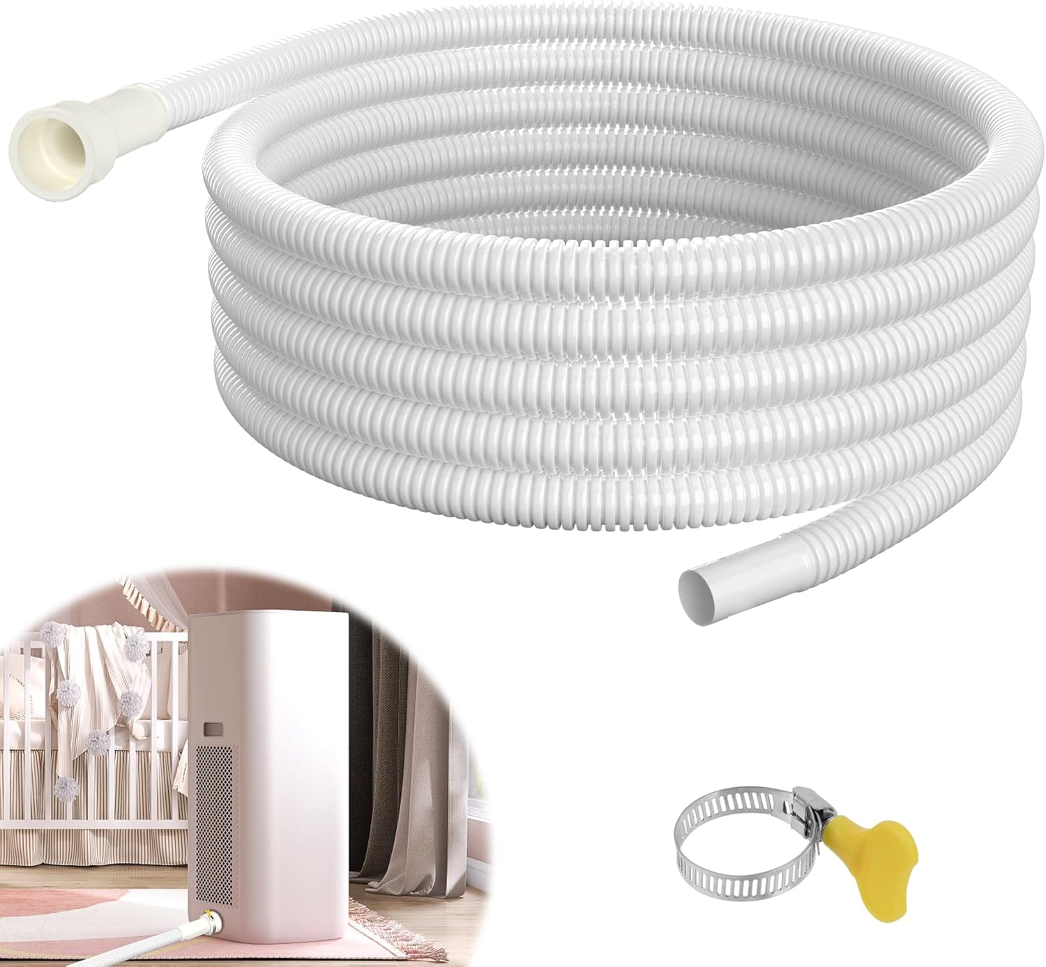 Dehumidifier Drain Hose 6.5Ft, Universal Cuttable Rubber Adapter Dehumidifier Hose, Flexible Drain Hose for Dehumidifiers indoor, Dehumidifier Hose Replacement 6.5 ft Dehumidifier Drain Hose