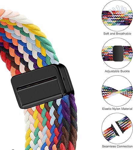Miniatura 4 de Compatible con Galaxy Watch 1.811 inGalaxy Watch 3 1.772 inGear S3 Frontier Classic Band Nylon Trenzado Elástico Magnético Solo Loop Correa elástica